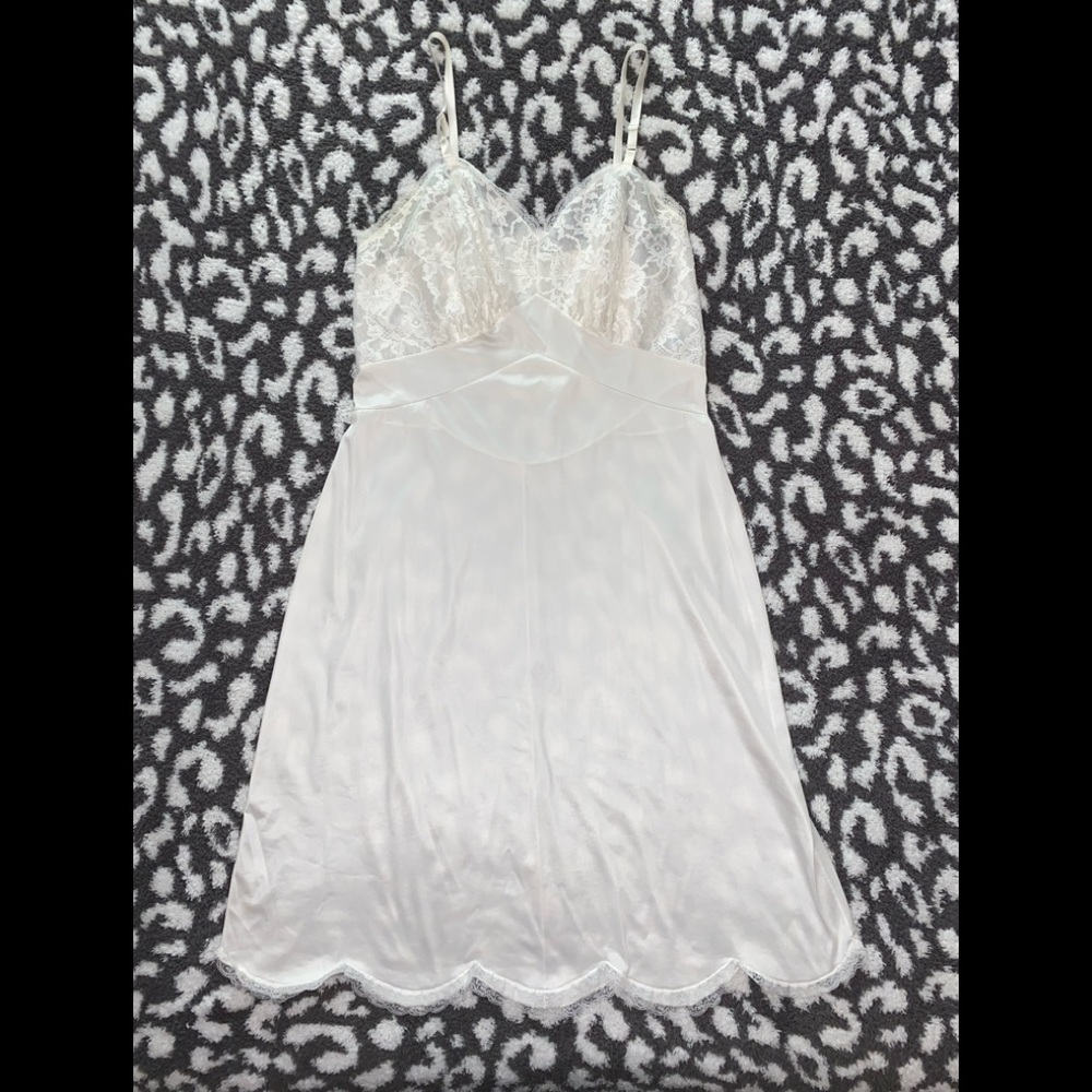VANITY FAIR 1950-60s Full Slip Lingerie Night Gown Lace-SIZE 34